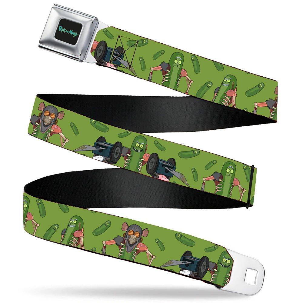9549 Rick and Morty Belt, Seatbelt Buckle Belt, Rick and Morty Pickle Rick